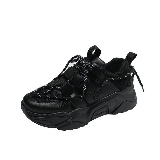 Breathable Thick soled Student Ins Casual Super Fire Sneakers Black - Shop at LoveMi