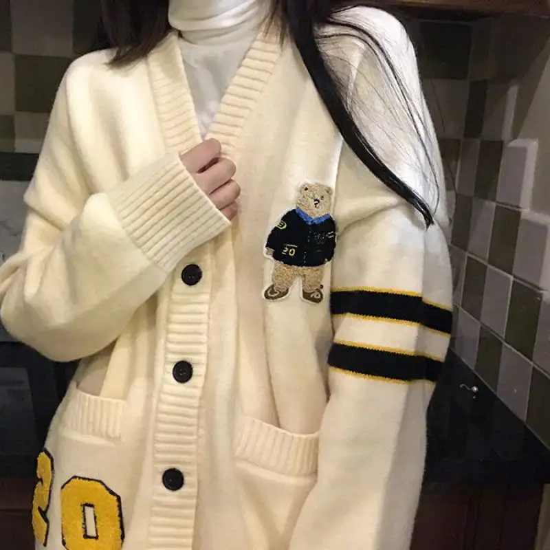 College Style Spring And Winter New Lazy Style Sweater Cardigan Women