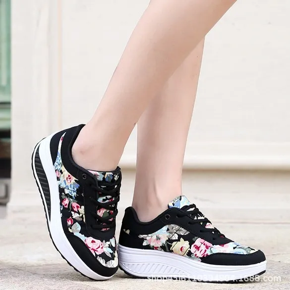 Swing Shoes Platform Sneakers Running Shoes - Black