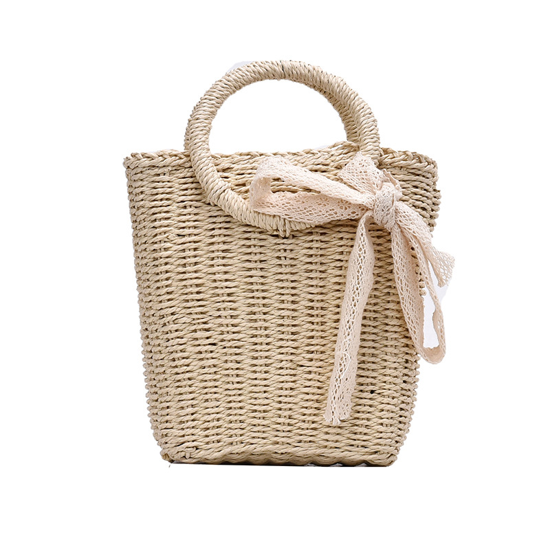 Ins Net Celebrity Master New Small Fresh Retro Ring Paper Rope Woven Bag Handbag Beach Straw Ladies Bag