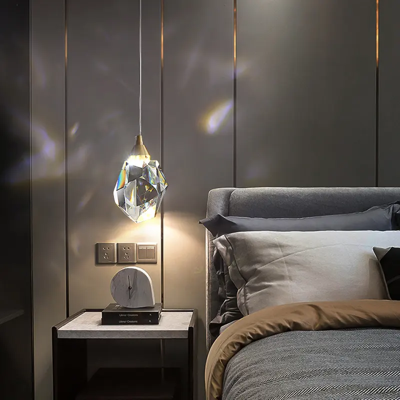 All Copper Light Luxury Crystal Chandelier Modern Minimalist Restaurant