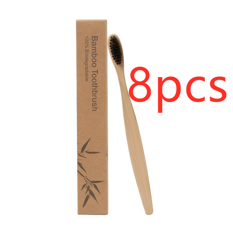 Natural square handle bamboo toothbrush