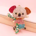 Cute Cartoon Metal Rhinestone Koala Keychain Pink - Shop at LoveMi