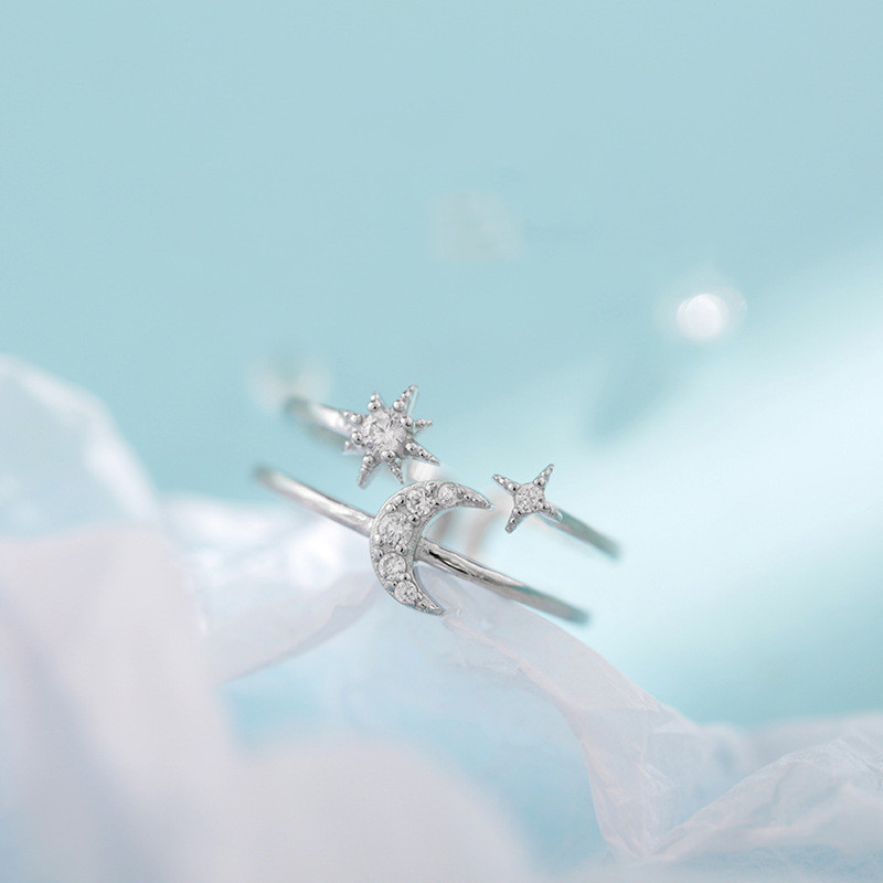 Flash Diamond Star Moon Ring Women