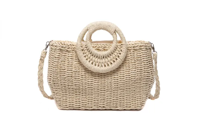 Spring New Style Straw Woven Fashion One Shoulder Messenger Bag Brown - Shop at LoveMi