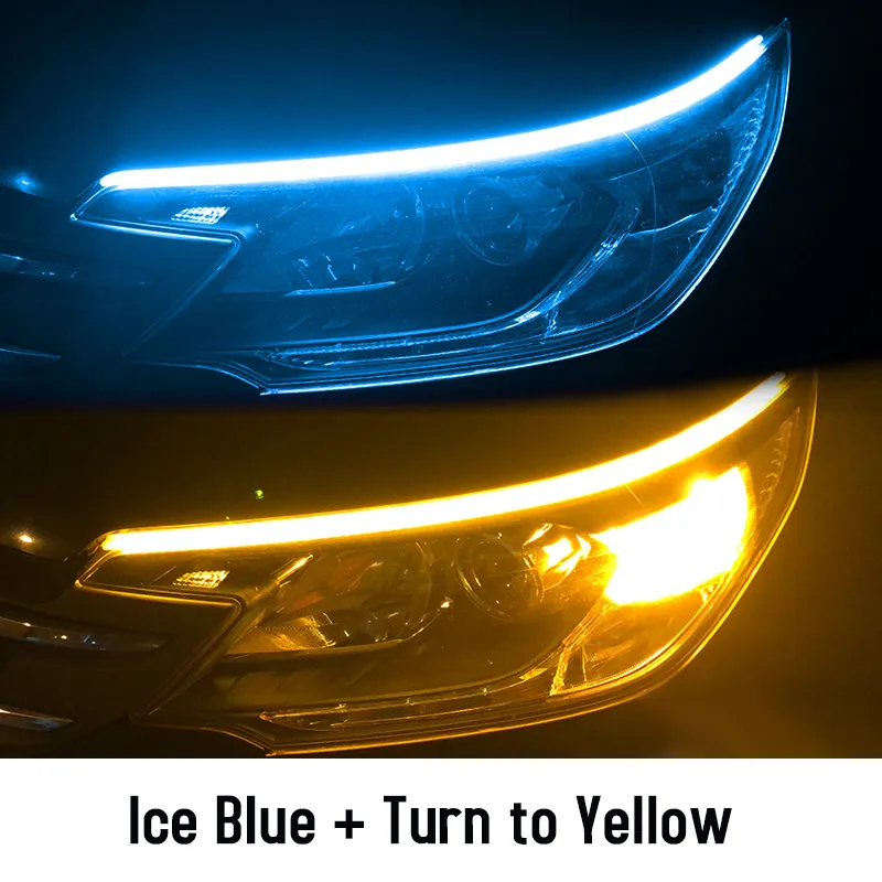 Led DRL Car Daytime Running Lights Flexible Waterproof Auto Turn Signal Yellow Brake Side Headlights Light Car Accessories – image 6