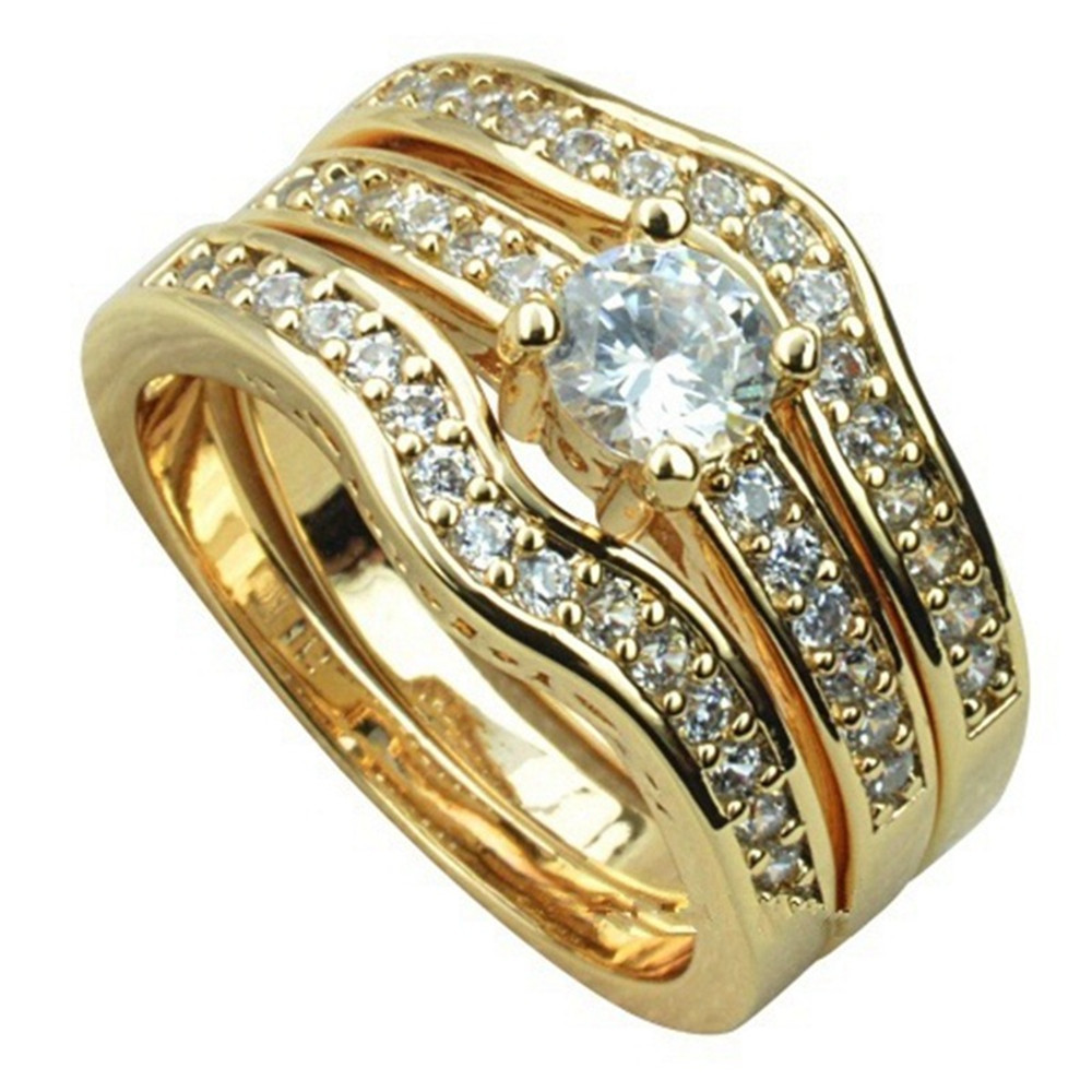 18k Gold-Plated Couple Simulation Diamond Engagement Ring For Men And Women In Europe And America