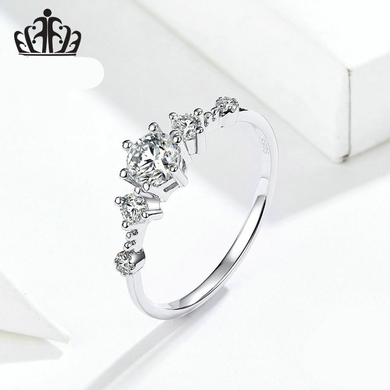 Zircon Platinum-Plated Ring, European And American Fashion Temperament Girl Ring