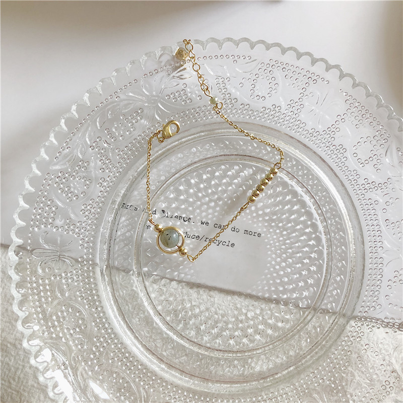 Personalized Simple Synthetic Stone Bead Moon Bracelet