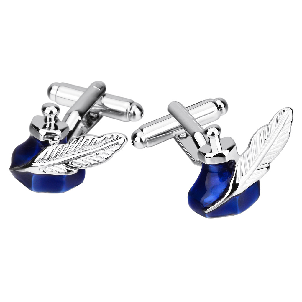 Copper Enamel Leaf Cufflinks
