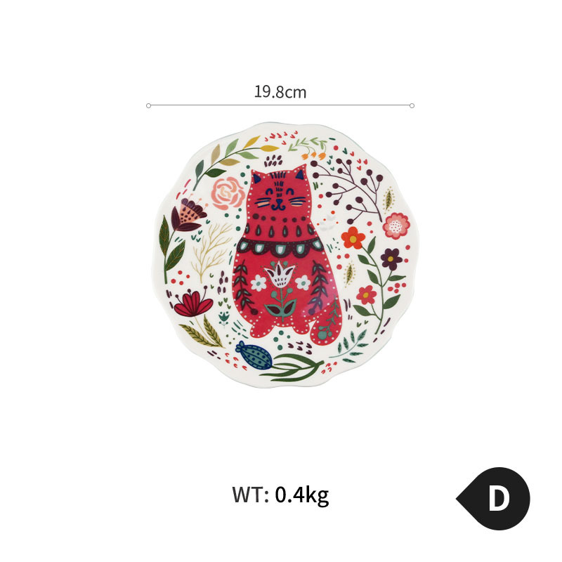 Cute Hand-painted Glazed Ceramic Western Plate Household Tableware