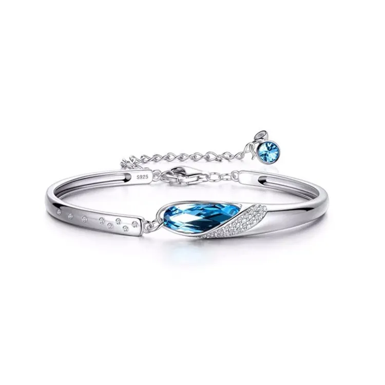 New Woman Fashion Jewelry High Quality Blue Crystal Zircon
