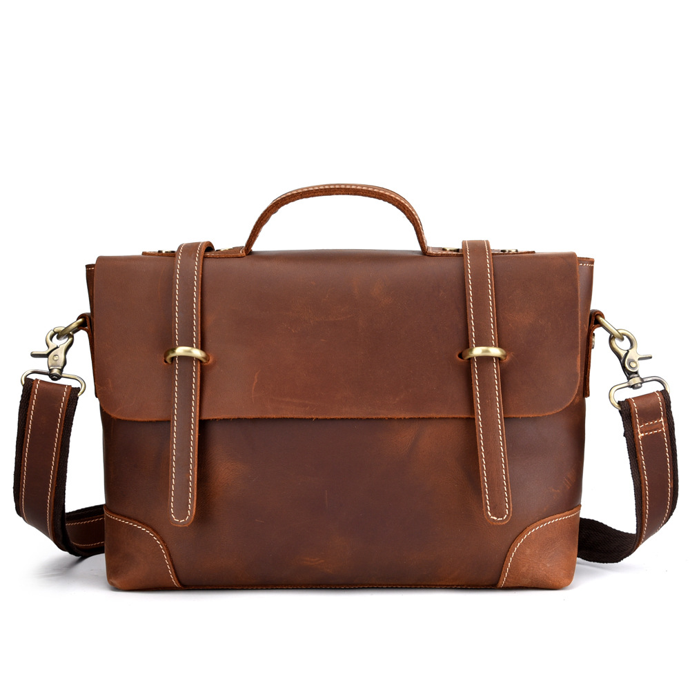 Title 1, Leather Retro Mens Bag Briefcase Single Should...