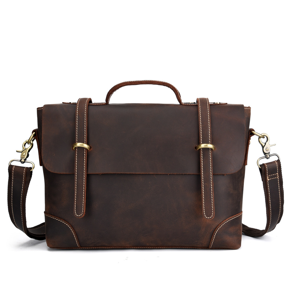 Title 2, Leather Retro Mens Bag Briefcase Single Should...