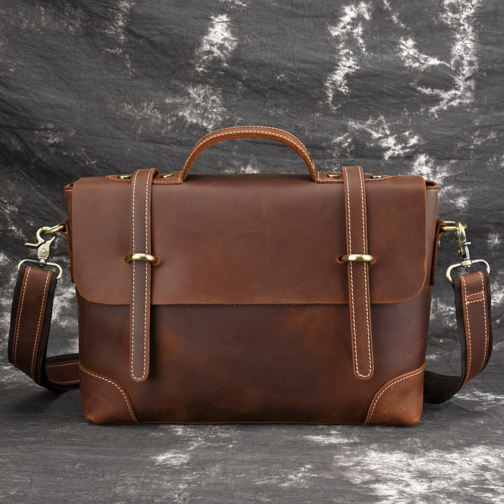 Title 4, Leather Retro Mens Bag Briefcase Single Should...