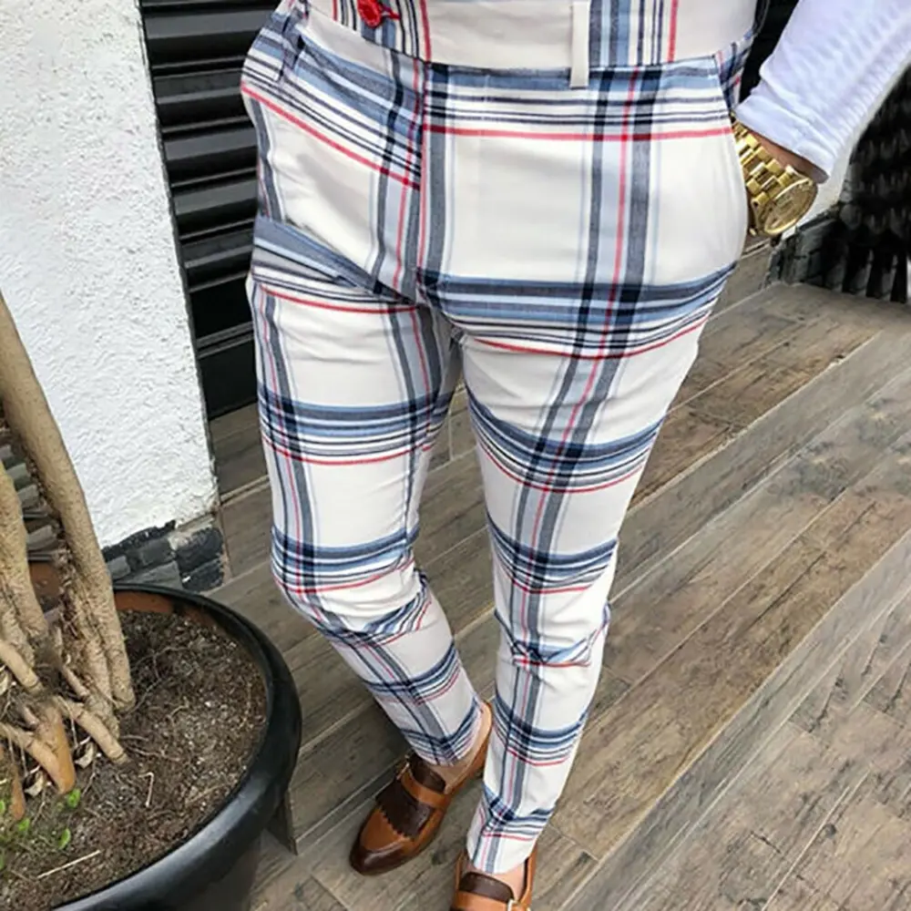 New Mens Fashion Plaid Pants Men Streetwear Hip Hop