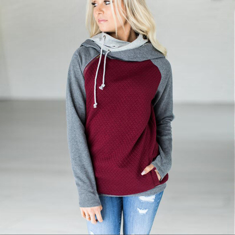 Title 8, Oblique Zipper Double Hood Stitching Hoodie Swe...