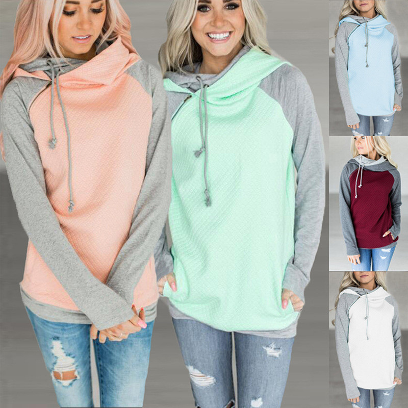 Title 4, Oblique Zipper Double Hood Stitching Hoodie Swe...