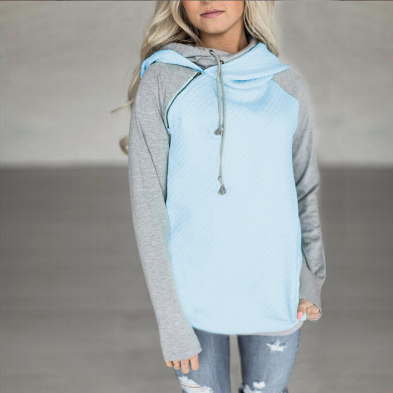 Title 2, Oblique Zipper Double Hood Stitching Hoodie Swe...