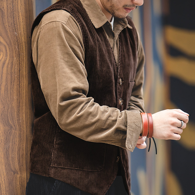 Japanese Retro Safari Vintage Corduroy Vest