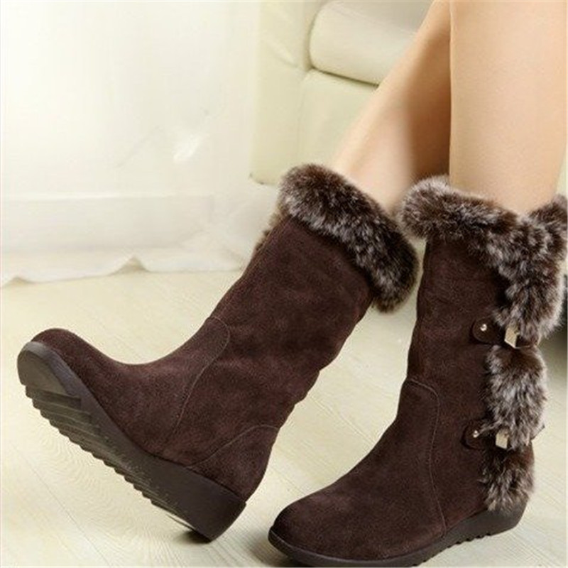 Suede Warm Plus Size Fashionable Low-heel Boots