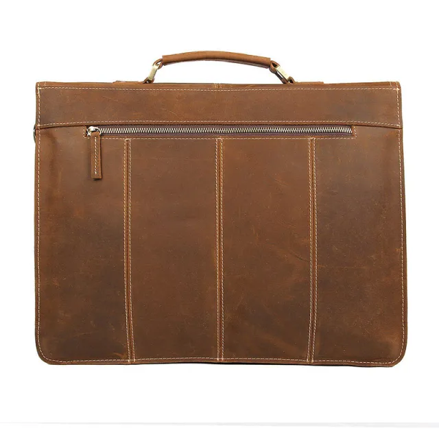 Crazy Horse Leather Briefcase Brown - Shop at LoveMi