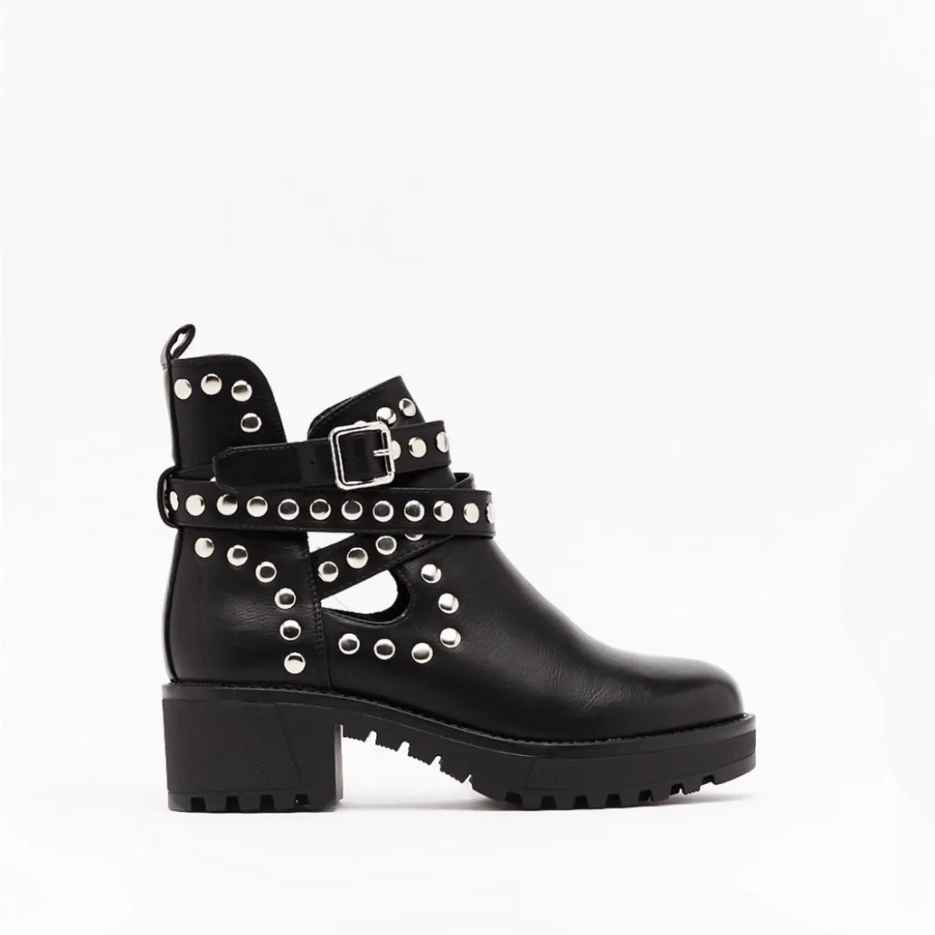 New Mid Tube Comfortable Black Fashion Rivet Boots For Autumn And Winter - Black