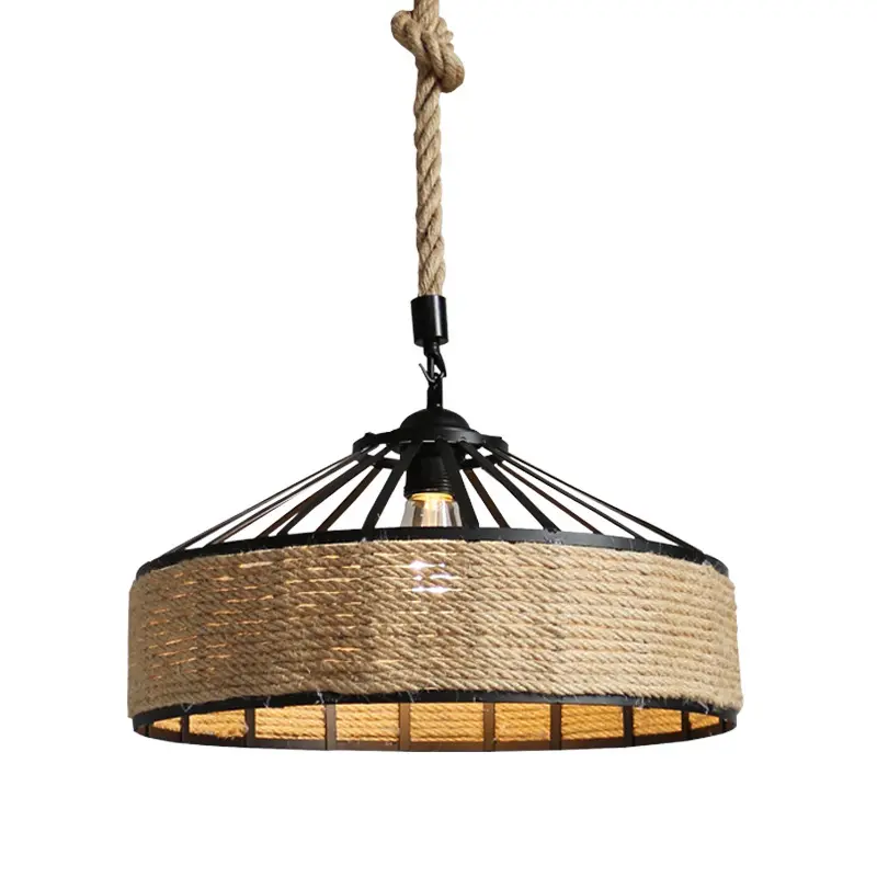 American Country Hemp Rope Restaurant Chandelier Personality