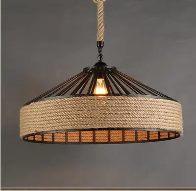American Country Hemp Rope Restaurant Chandelier Personality