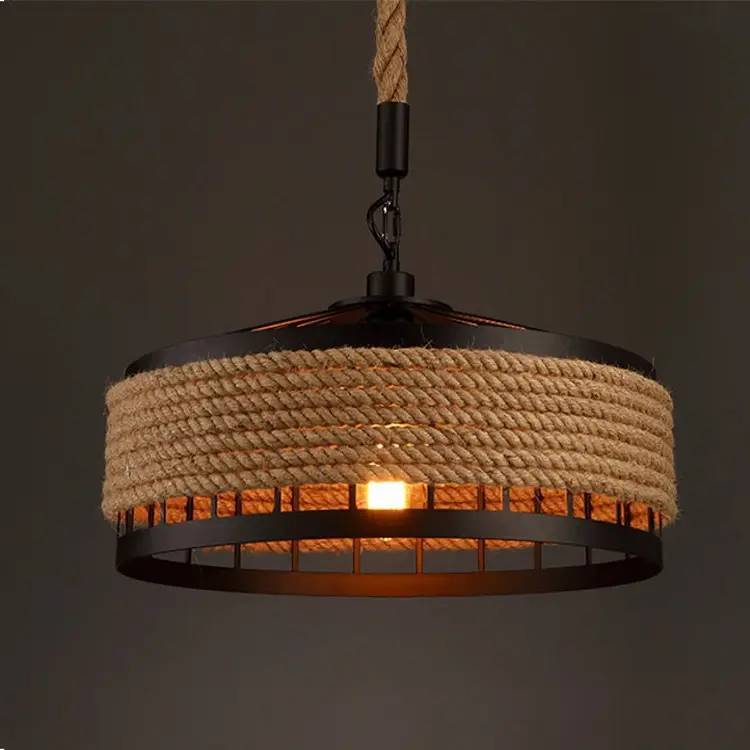 American Country Hemp Rope Restaurant Chandelier Personality