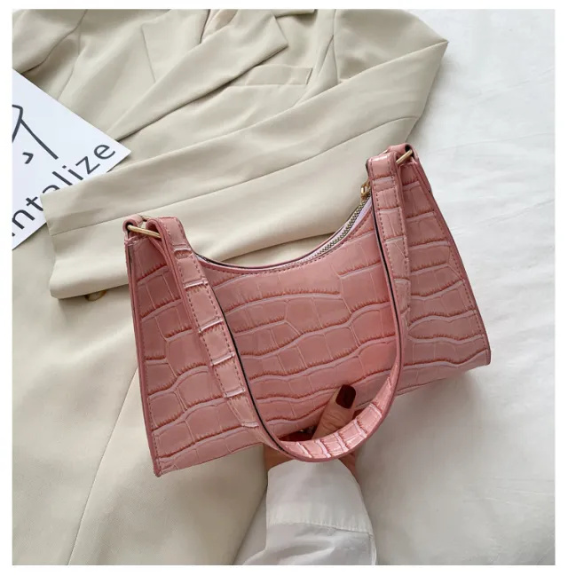 Solid Color Carry Underarm Bag Pink - Shop at LoveMi
