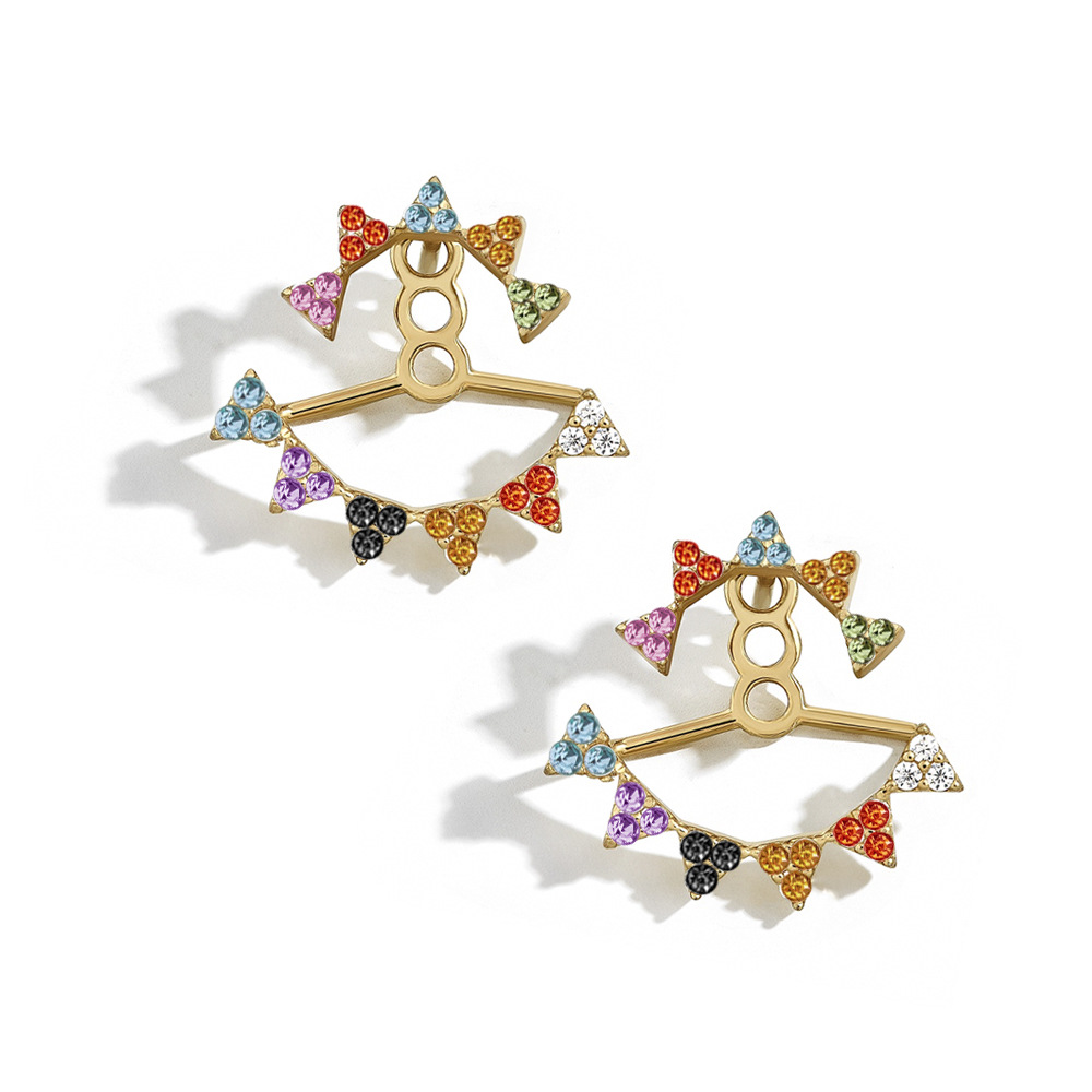 أقراط شخصية بسيطة من سبائك وأحجار الراين متعددة الألوان للوتد