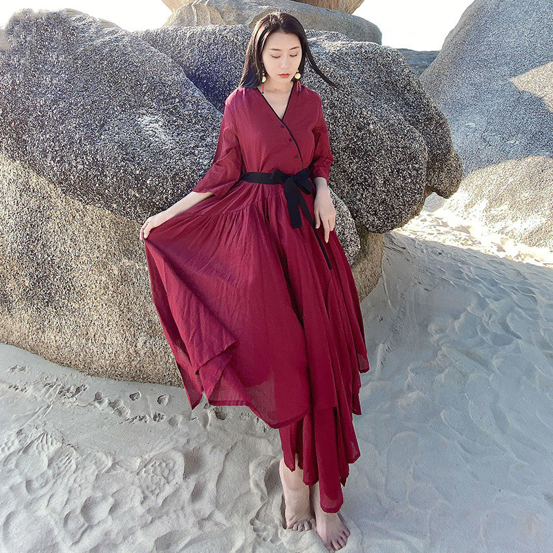 Temperament Big Swing Skirt Literary Retro French Dress