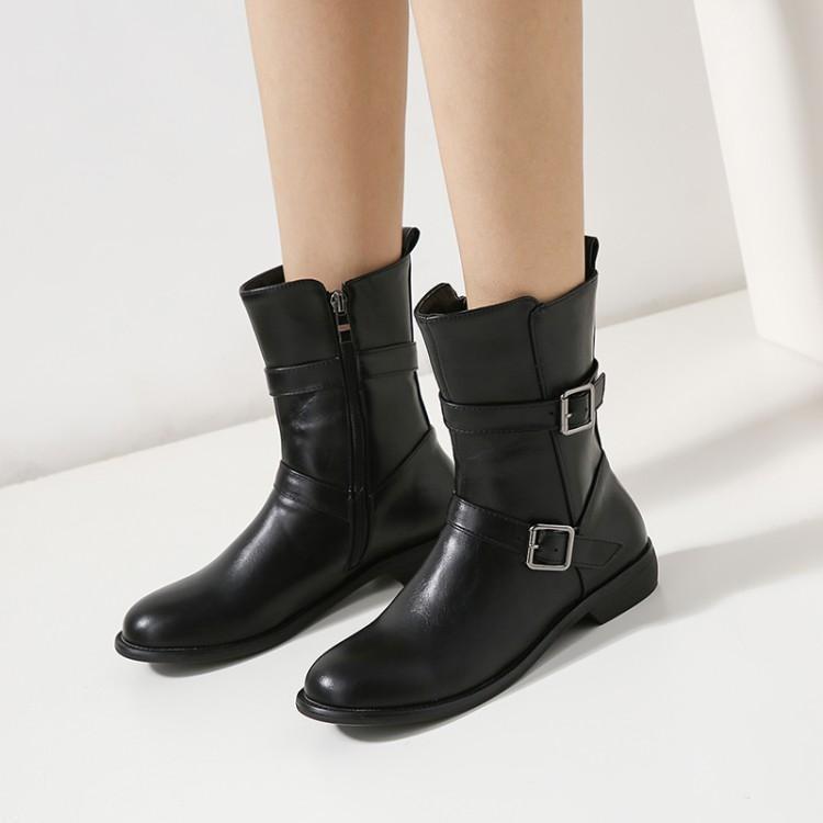 Flat Burgundy Plus Size Casual Martin Boots Black - Shop at LoveMi