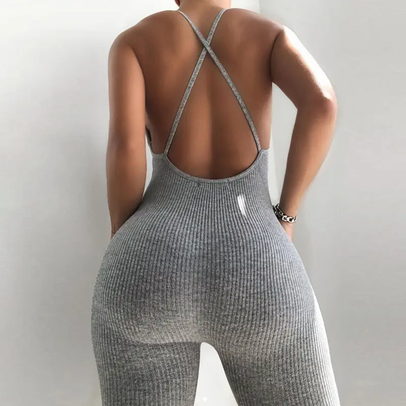 Summer open back tight-fitting hip jumpsuit
