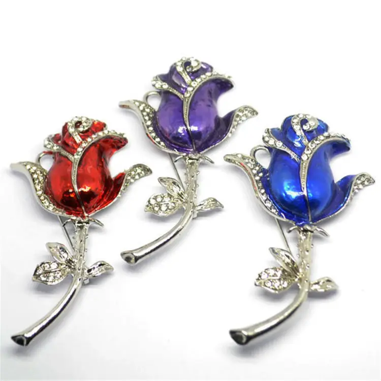 Diamond-studded Metal Rose Flower Rhododendron Crystal Jewelry