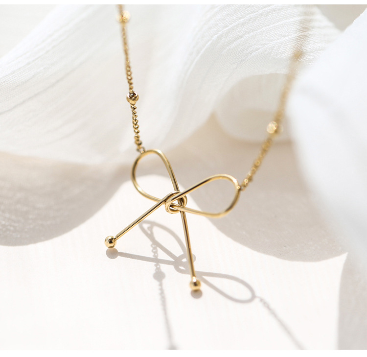 Bowknot Necklace Necklace Clavicle Chain Female Niche Minimalist Unfading Valentine's Day