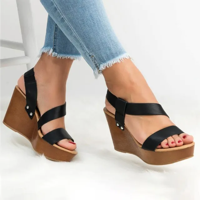 New Style Fish Mouth Wedge Platform Sandals For Ladies Black - Shop at LoveMi