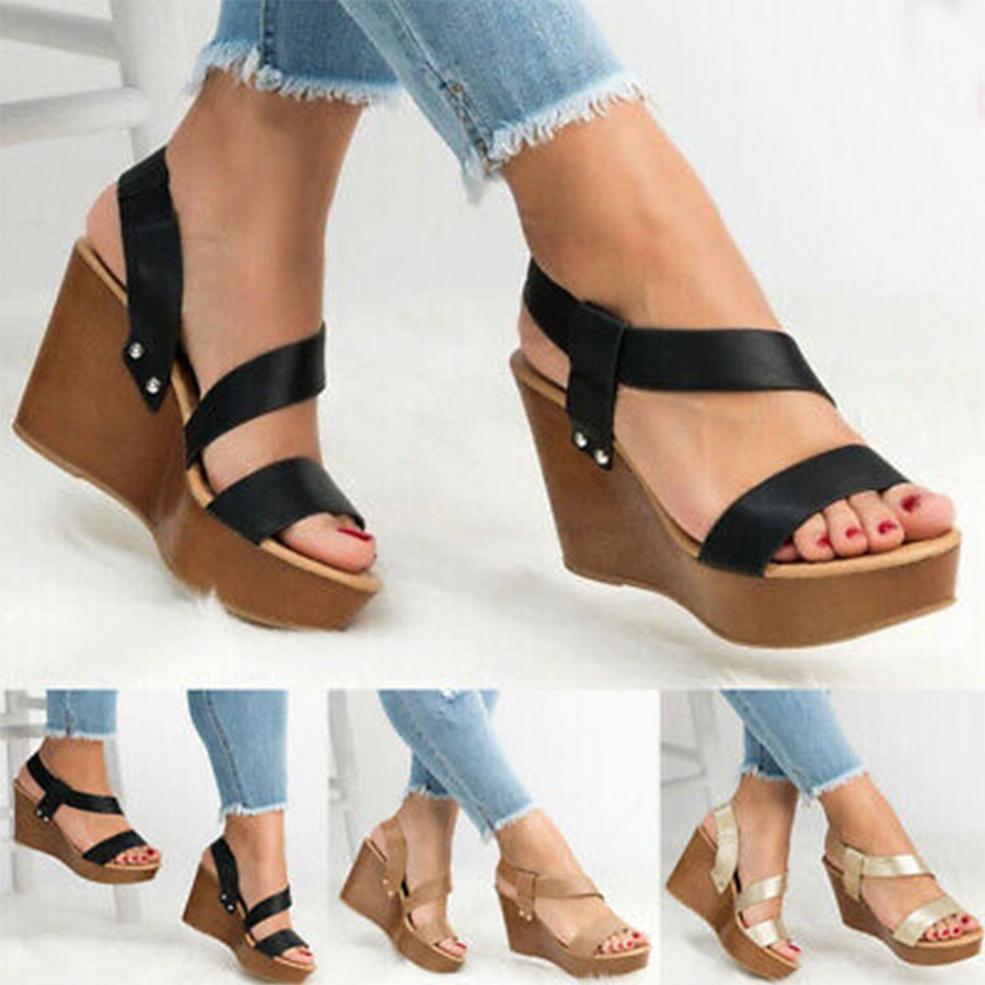 New Style Fish Mouth Wedge Platform Sandals For Ladies