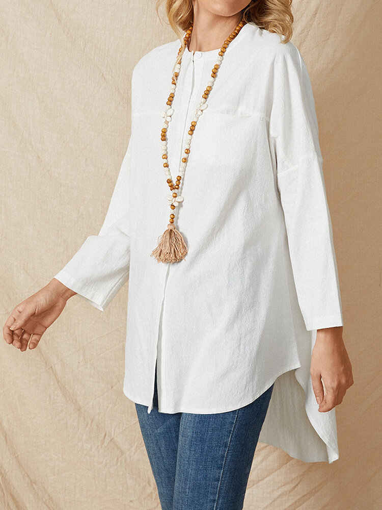 Long Sleeve Button Asymmetric Casual Shirt
