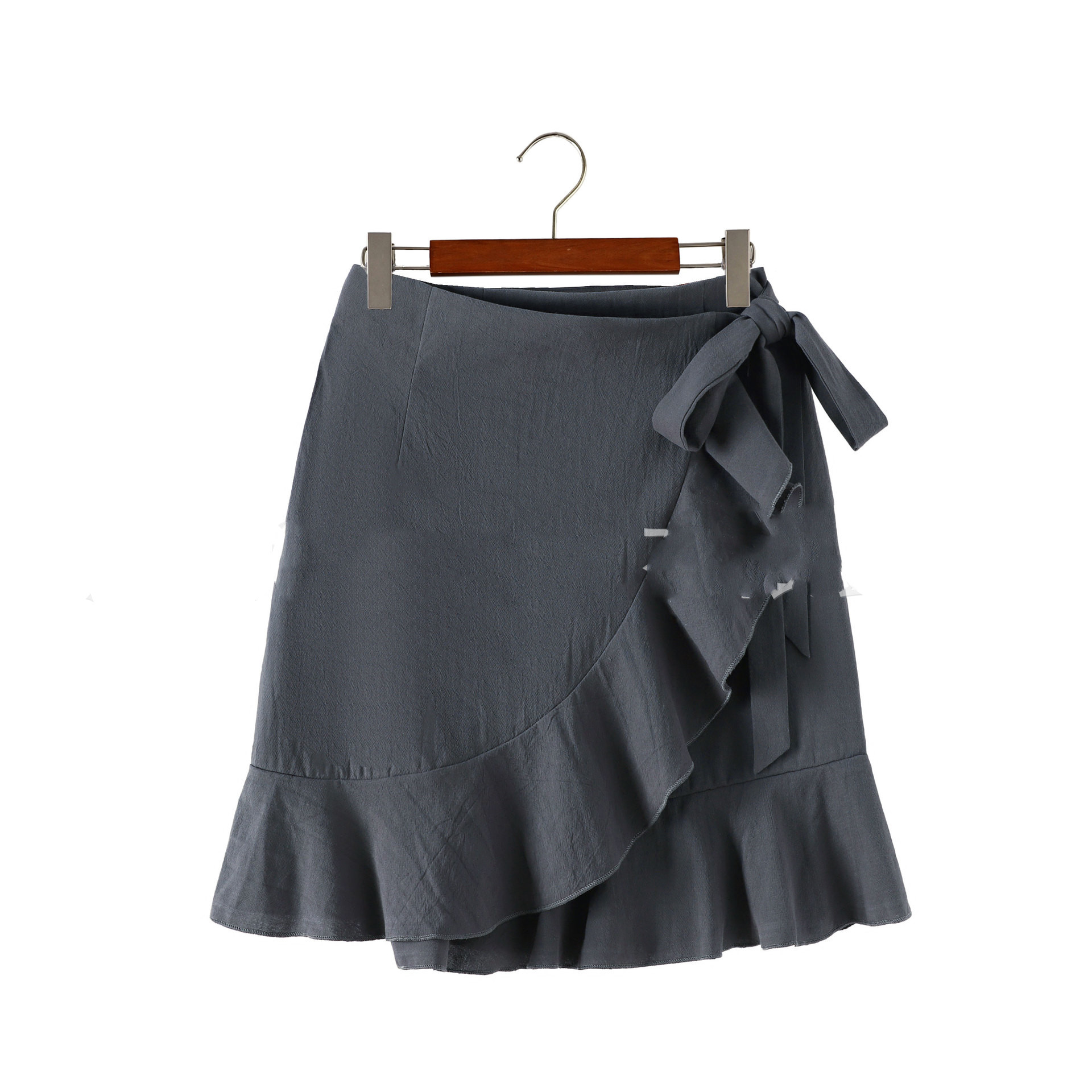 Leopard Print Irregular Ruffled Midi Skirt Grey - Shop at LoveMi