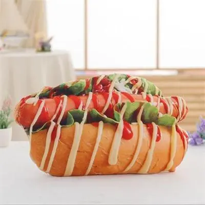 Food Pillow Cushion Creative Evil Funny Ham Salad Bread 50 Cm - Shop at LoveMi