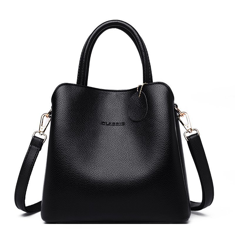 New Style Car Stitching All match Soft Surface Fashion Handbag Messenger Bag Black - Shop at LoveMi