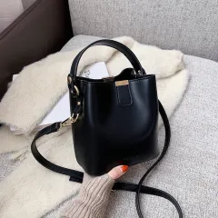 Simple One-shoulder Messenger Handbag - Black - View 1