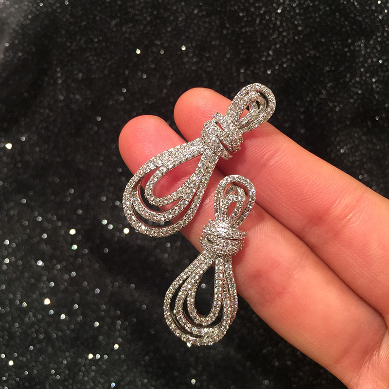 Silver Needle Big Brand Temperament Full Diamond Earrings