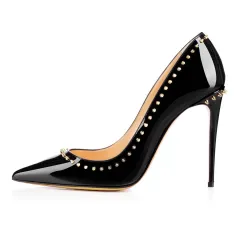 Pointed Rivet High-heeled Shoes Are Supplied by Chengdu Factory - Black - View 1
