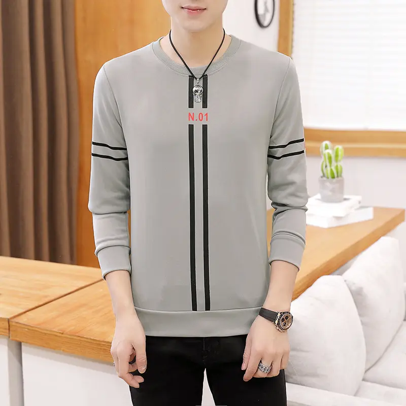 Spring and Autumn New mens printed long-sleeved