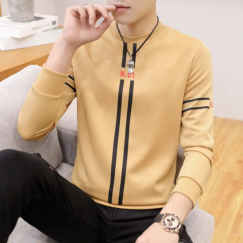 Spring and Autumn New mens printed long-sleeved