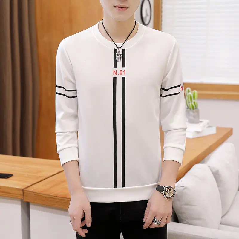 Spring and Autumn New mens printed long-sleeved