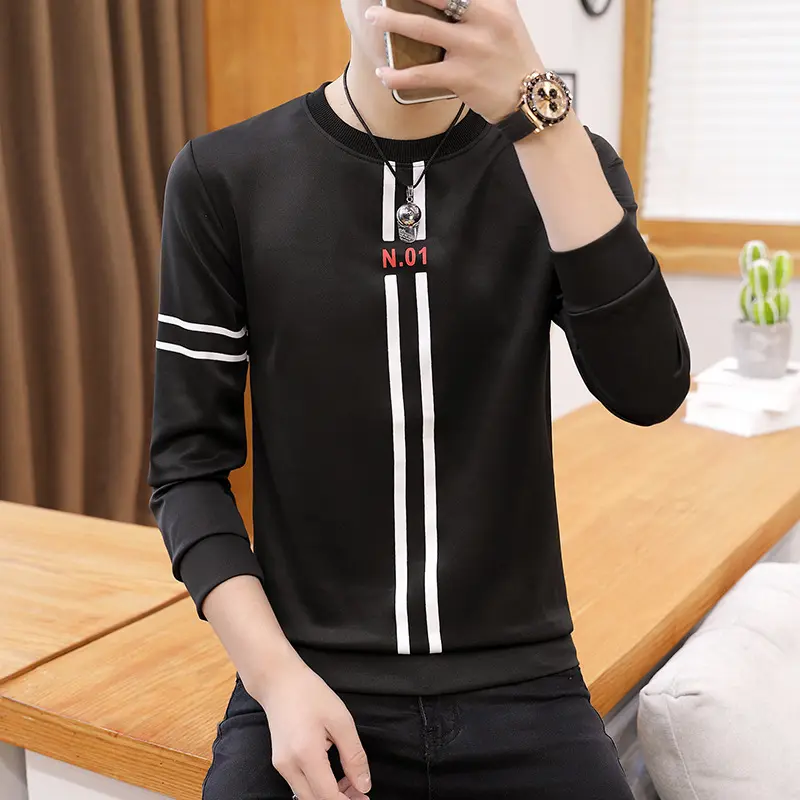 Spring and Autumn New mens printed long-sleeved